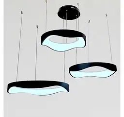 Світлодіодна люстра підвісна Artlight 2460/42+52+62BK з трьома хвилеподібними кільцями, 200W - мініатюра 4