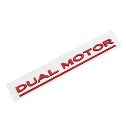 Емблема напис DUAL MOTOR для Tesla Червона Червона лінія Пластик на скотчі (Завод)