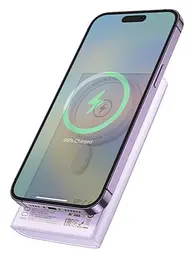 Акумулятор зовнішній магнітний Hoco Q22 Taurus 10000mAh MagSafe фіолетовий (6942007612166) - мініатюра 2