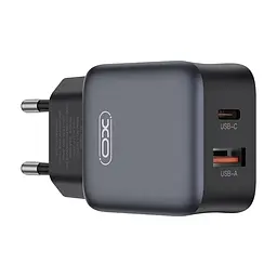 Зарядний пристрій XO L156 USB-C PD30W + USB-A QC3.0 Black (L156.black)