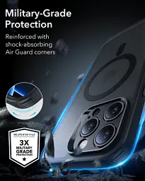 Чохол із захистом на камеру + захисне скло ESR Classic Hybrid Case (HaloLock) Set Frosted Black для iPhone 16 Pro Max (1A7790104) - мініатюра 4