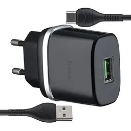 МЗП Hoco C12Q Smart QC3.0 charger set ( Type-C ) ( EU ) Black