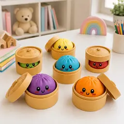 Сквіш пельмень сюрприз антистрес іграшка в кошику Squishy Bun Mystery - мініатюра 4