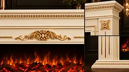 Електричний камін Nevada luxe Ivory 1500 Вт з порталом, звук потріскування дров (10080153) - мініатюра 3