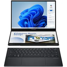 Ноутбук Ultraportabil ASUS Zenbook Duo OLED UX8406MA з процесором Intel Core Ultra 9 185H pana la 5.1 GHz, 14", 3K, OLED, сенсорний, 32GB, 2TB SSD, Intel Arc графікою, Windows 11 Pro, Inkwell сірий - мініатюра 3