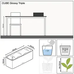 Вазон Lechuza Cube Glossy Triple 40х14х14 см антрацит (13671) - мініатюра 4