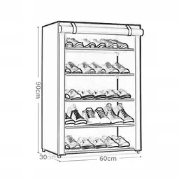 Стелаж тканинний для взуття 5 полиць сірий Combination Shoe Frame 60X30X90 - мініатюра 4