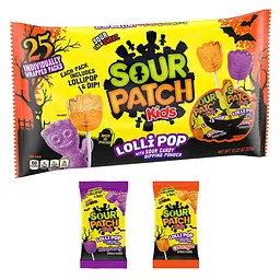 Набір льодяників з кислою посипкою Sour Patch Kids Lollipops 300g - 20 шт - мініатюра 2