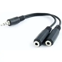 Кабель-перехідник звуковий Cablexpert 3.5 мм M - 2x3.5 мм F 10 см чорний (CCA-415-0.1M)