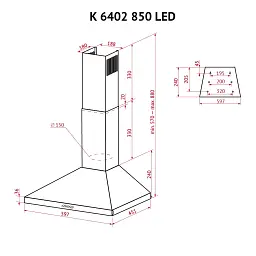 Витяжка купольна Perfelli K 6402 WH 850 LED - мініатюра 11