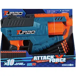 Іграшковий пістолет Turbo Attack Force з барабаном та м'якими набоями 10 шт. (ВТ319) - мініатюра 2