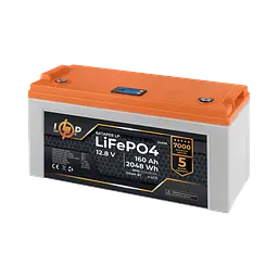 Акумулятор LP LiFePO4 12,8V - 160 Ah (2048Wh) (BMS 200A/100А) пластик LCD Smart BT - мініатюра 2