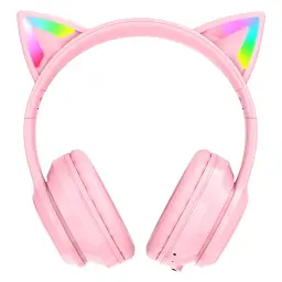 Бездротові ігрові навушники з котячими вушками Onikuma B90 RGB гарнітура з мікрофоном Pink (19117) - мініатюра 4