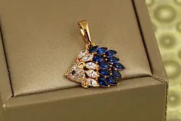Кулон Xuping Jewelry їжачок із синіми каменями 1,5 см золотистий