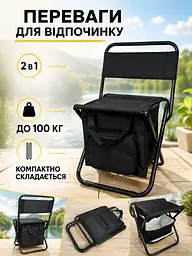Складаний туристичний стілець із термосумкою до 100 кг 35×28×59 см чорний (49676084) - мініатюра 2