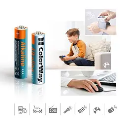 Батарейка ColorWay AAA LR6 Alkaline Power (лужні) * 40 colour box (CW-BALR03-40CB) - мініатюра 3