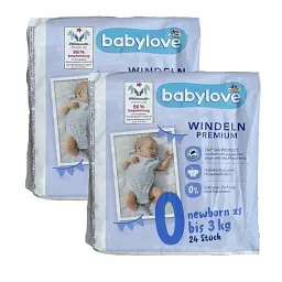 Дитячі підгузки Babylove Premium 0 newborn XS (до 3 кг), 48 шт