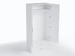 Шкаф для одягу зі штангою та двома ящиками Moreli TS-02 1000x2180x520 мм Білий (zg-s2-white) - мініатюра 4
