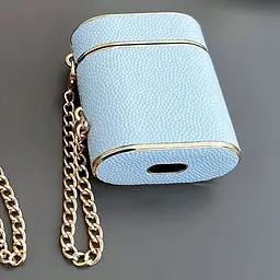 Шкіряний футляр Suitcase для навушників AirPods 1/2 Blue - мініатюра 3