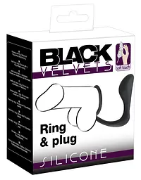 Ерекційне кільце з анальною пробкою Black Velvets Ring & Plug