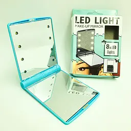 Дзеркало кишенькове дорожнє з LED підсвічуванням складне міні дзеркальце Make ap Mirror блакитний - мініатюра 4