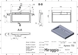 Умивальник Miraggio Agness 750 mirasoft Білий матовий 0001058 - мініатюра 5