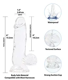 Прозорий фалоімітатор з присоскою Addiction Crystal Clear Dildo with Balls 6, 10.1х3.8 см - мініатюра 2