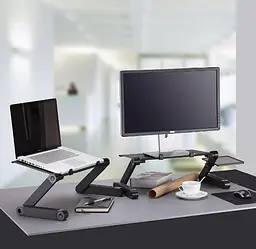 Столик - підставка для ноутбука з активним охолодженням Laptop Table T8 стіл-трансформер + 2 кулери - мініатюра 6