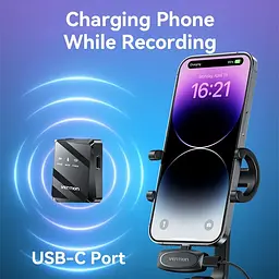 Бездротовий підвійний мікрофон петличний Vention USB-C 2-Pack Wireless Lavalier Чорний - мініатюра 9
