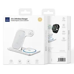 Бездротовий зарядний пристрій WIWU 3 in 1 Foldable Wireless Charger Wi-W020 Білий - мініатюра 2