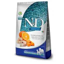 Беззерновий сухий корм Farmina N&amp;D Grain Free OCEAN PUMPKIN для собак середніх і великих порід з тріскою та апельсином 2,5 кг