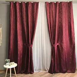 Жакардові штори "пісок" бордового кольору на тасьмі 2шт. 150х270 ALBO pbe0052480