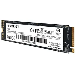 Накопичувач SSD M.2 Patriot P310 480GB NVMe 2280 PCIe 3.0x4 3D NAND TLC (P310P480GM28) - мініатюра 3