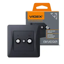 Розетка Videx Binera TV+SAT кінцева чорний графіт (VF-BNSK2TVSATE-BG)