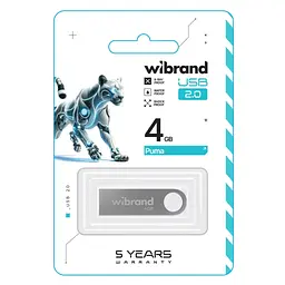 USB флеш накопичувач Wibrand 4GB Puma Silver USB 2.0 (WI2.0/PU4U1S) - мініатюра 2