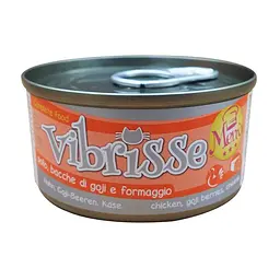 Вологий корм для котів Vibrisse Menu курка з ягодами годжи в сирному соусі, банка 70 г