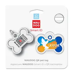 Адресник для собак і котів Waudog Smart ID з QR паспортом, Прапор, L, 40х28 мм - мініатюра 5
