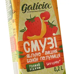 Смузі Galicia Яблуко-вишня-банан-полуниця 200 мл (776688) - мініатюра 6