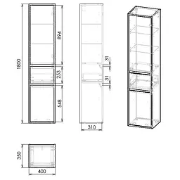 Пенал підвісний Imprese Bilovec 180x40x35 см дуб f3263Dr - мініатюра 3