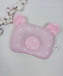 Дитяча ортопедична подушка 24×32 для новонароджених a.l.babybox Зірки Рожевий
