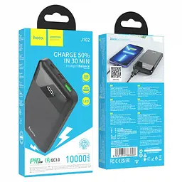 Зовнішній акумулятор Power bank HOCO J102 Cool figure 20 W 10000 Mah + QC03 батарея заряджання Чорний - мініатюра 5