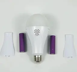 Світлодіодна LED-акумуляторна лампа (знімні 2 × 18650), автономна аварійна, 3 режими яскравості, 20 W, лампочка, цоколь E27 UKC 8442