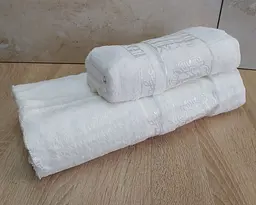Набір турецьких бамбукових махрових рушників Cestepe 50х90+70х140 Bamboo Floral White - мініатюра 2