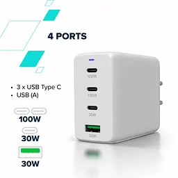 Зарядний пристрій Canyon CU100ACC GaN 100 Вт 3xPD 1xQC EU білий (CNS-CUW100ACC) - мініатюра 7