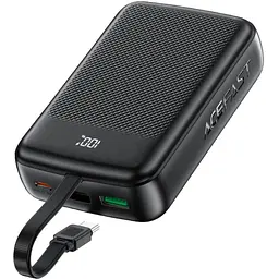 УМБ Acefast 20000mAh 22,5W PD,QC3.0 USB-A+USB-C In/Out,built-in cable M14 Black - мініатюра 4
