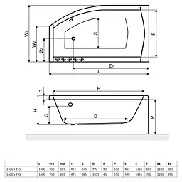 Ванна акрилова Radaway Sitera 160x95 ліва + ножки (WA1-32-160x095LS) + сифон - мініатюра 3