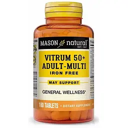Мультивітаміни Mason Natural Vitrum 50+ без заліза 180 таблеток