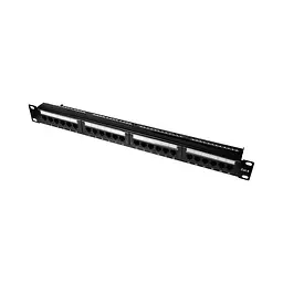 Патч-панель 24 порти NVC-PN-01/24 CAT5/CAT6 19" 1U неекранована, з заднім організатором кабелю (73-00144) - мініатюра 1