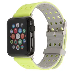 Подвійний ремінець з перфорацією Primo для Apple Watch 38 мм, 40 мм, 41 мм Grey Yellow - мініатюра 2