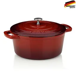 Каструля чавунна з кришкою KELA Calido червона 26 см 4,6 л (11948)